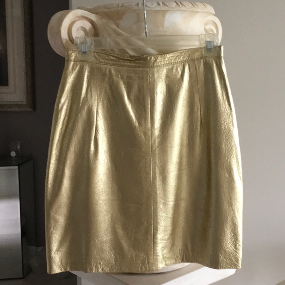 Excellent quality leather metallic leather skirt